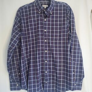 Peter Millar, Men's Size XL Brown/Navy check button front t shirt